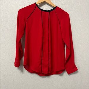 Banana Republic Red Blouse with Black Trim